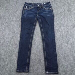 Miss Me Jeans Womens‎ 26 (Fits 31x30) Mid Rise Easy Skinny Embellished Dark Wash